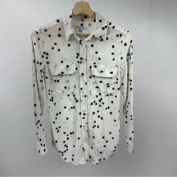 Equipment Signature Celebrity Star Print 100% Silk Button Down Shirt XXS - Picture 2 of 14